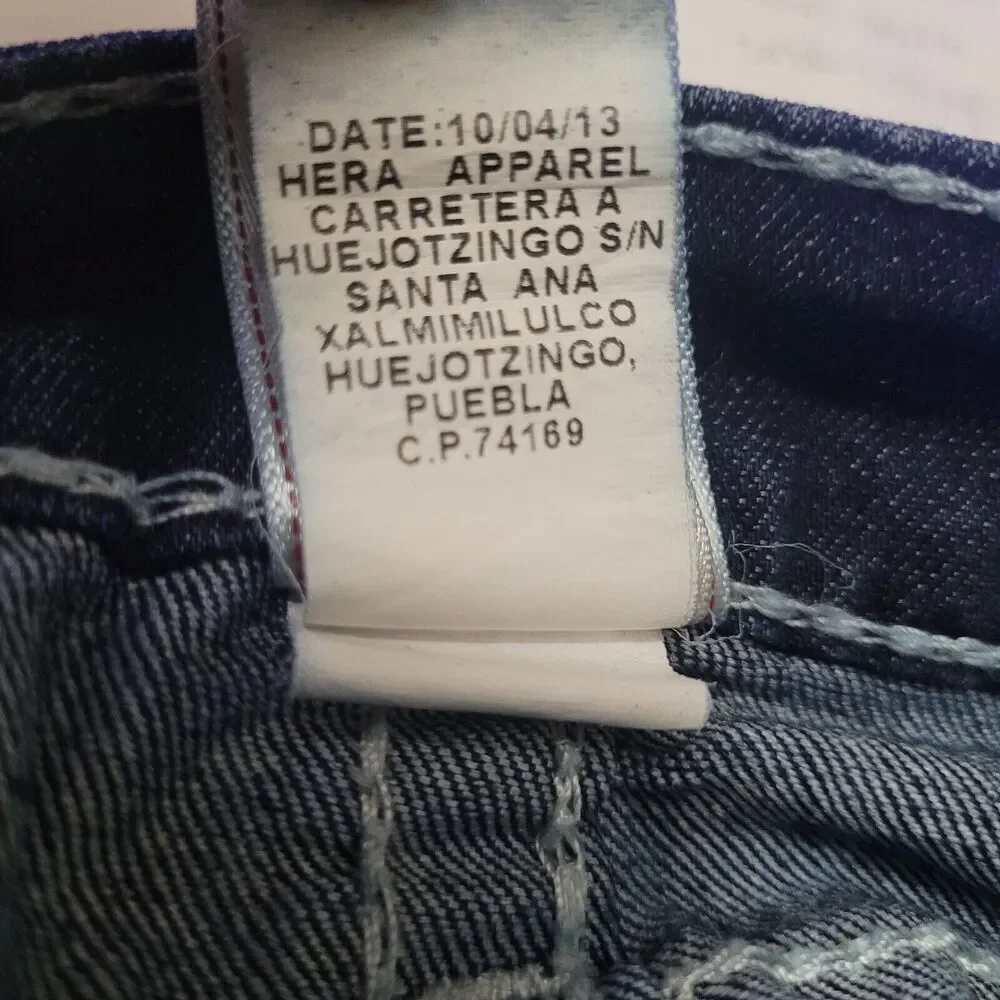 True Religion Jeans 33 Blue Denim Natural Big T Bobby Y2K Thick Stitch Straight‎